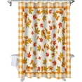 thumbnail image 2 of Fall Shower Curtain Maple Leaf Shower Curtains for Bathroom Orange Buffalo Plaid Check Bath Curtains Sets for Autumn Thanksgiving Seasonal Bathroom Decor Polyester Fabric Waterproof 72 x 84 in, 2 of 6