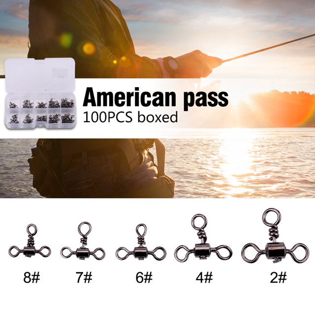 <p>Fishing Swivels, 3 Fork Fish Tackle 5 Sizes Nickel Plated Iron Free Rotation For Outdoor</p>