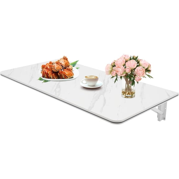 Wall Mounted Folding Table Floating Wall Desk for Small Spaces Functional Hanging Desk Laundry Table for Home Office Study Work Bench Kitchen Dining 31.5 x15.75in