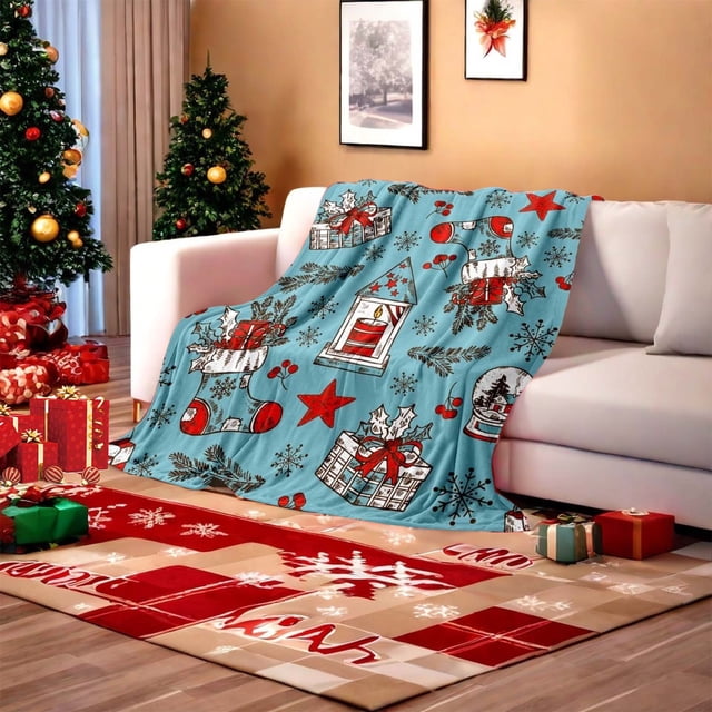 onlyliua ¡ Ofertas Del Día Liquidación Prime! Manta de Franela Navideña con Elementos Navideños, Manta para La Siesta En El Sofá Del Dormitorio.