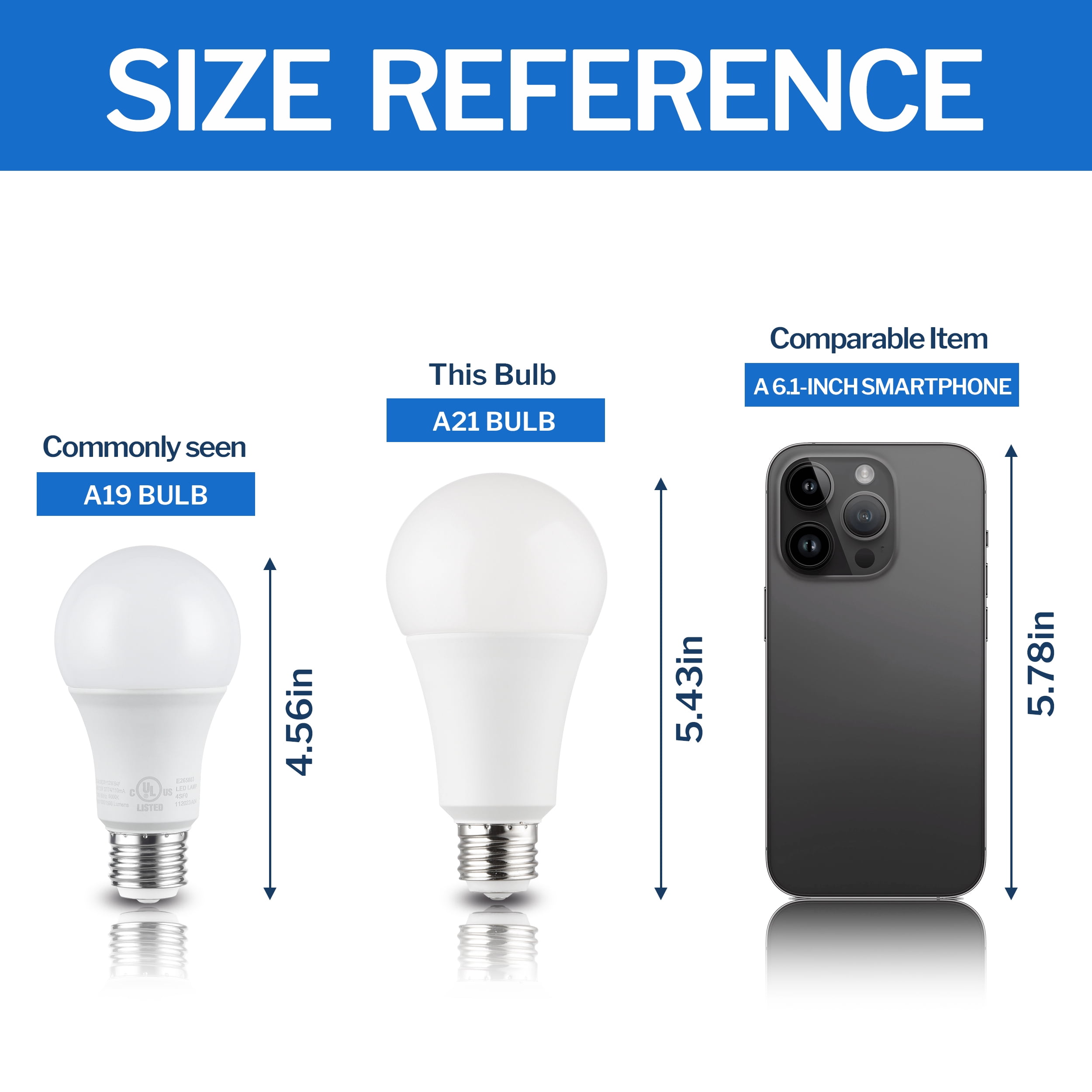 Great Value A21 LED 6/12/19W (60/100/150W Equivalent) Tunable Soft White E26 Medium Base 3-Way Light Bulb