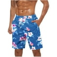 thumbnail image 2 of MELDVDIB Mens Swim Trunks Big & Tall Swimsuit Elastic Waist Floral Print Swim Board Shorts Bathing Suit Summer Casual Hawaiian Beach Shorts with Pockets Navy M, 2 of 5