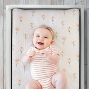 The Peanutshell Blush Daisy Plush Baby Changing Pad Covers for Newborns, 3-Pack