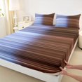 thumbnail image 5 of Castle Fairy Mid Century Horizontal Stripe Bed Sheets 4-Piece,Retro Thin Line Full Size Sheets,Periwinkle Coffee Rust,1 Flat Sheet, 1 Fitted Sheet and 2 Pillowcases, 5 of 7