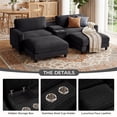 thumbnail image 5 of Ebello Oversized Modular Sofa Set, Loveseat with Ottomans & Center Console with Cup Holders – Corduroy Overstuffed Fabric Sofa Bed for Living Room,Easy Assembly (Black), 5 of 8