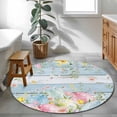thumbnail image 3 of Round Rug 3.3Ft Washable Non-Slip, Easter Eggs Circle Area Rugs for Living Room Bedroom, Spring Daisy Eucalyptus Leaves Light Blue Wood Indoor Floor Mats Carpet Runner for Home Decor Aesthetic, 3 of 8