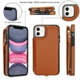 thumbnail image 3 of Wallet Case for Apple iPhone 11, with Crossbody Shoulder Strap & Hand Wrist Cards Holder Zipper Pocket Stand Feature Full Protective Shockpoof Phone Case for iPhone 11, Brown, 3 of 7