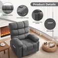 thumbnail image 3 of JMYMRY 360°Swivel Rocker Recliner Chair with Side Pockets, Adjustable Lounge Chair with Elegant Design for Living Room, Bedroom, Grey, 3 of 7