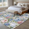 thumbnail image 4 of Blue Pink Spring Floral Area Rugs 5'x8', Washable Small Throw Rugs for Classroom Bedroom, Vintage Summer Botanical Indoor Outdoor Rug Non-Slip Low Pile Carpet Runner Reversible Floor Mats, 4 of 8