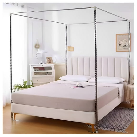 Canopy Frame for Bed, Stainless Steel Iron Art Bed Canopy Canopy Mosquito Net, Thickened Spiral Bed Stand Post for Twin/Full/Queen