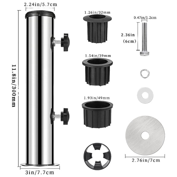 Deck/Patio Outdoor Umbrella Base Sleeve, DIY Stainless Steel Support Pipe