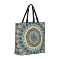 thumbnail image 2 of Naloa Round Mandala1 Tote Bag for Women, Foldable Tote Bag With Zipper, Large Shoulder Bag, Top Handle Handbag for Travel, Work, Shopping, 2 of 9