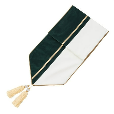 

1pc Colorblock Table Runner Decorative Table Cloth With Tassel Dining Table Decor Home Decor 13*71in/32*180cm OPP Bag Packaging