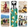 thumbnail image 7 of Yayeee 20oz Insulated Water Bottle Double Wall Stainless Steel with Flip Straw Lid, Green Cartoon Bee Pattern, 7 of 7