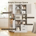 thumbnail image 2 of Kitchen Pantry Cabinet, 60.4" Farmhouse Pantry Storage, Freestanding Hutch with Doors & Shelves, Cupboard for Dining Room, White, 2 of 9