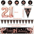 thumbnail image 2 of YANSION 21st Birthday Decorations for Women, 21st Birthday Party Kit with Rose Gold Happy 21st Birthday Banner, Black Rose Gold Confetti Balloons, Number 21 Balloon Triangle Flag Banner, 2 of 8