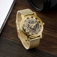 thumbnail image 2 of Yuan Men Steel Mesh Watches Metal Mesh Band Wrist Watch for Men (Gold with Black Box), 2 of 4