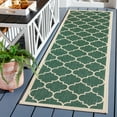 thumbnail image 2 of SAFAVIEH Courtyard Alyssa Geometric Indoor/Outdoor Runner Rug, Dark Green/Beige, 2'3" x 8', 2 of 6