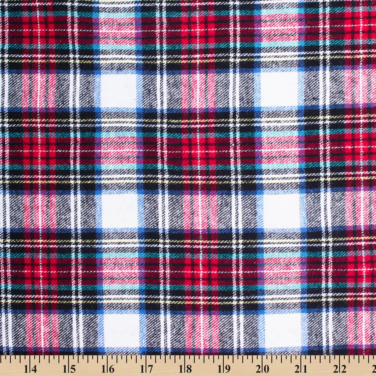 Flannel Brushed Tartan Plaid Fabric Geometric Hypoallergenic Cotton Dallas Yarn Dyed Fabric By The Yard To Sew Apparel, Décor, & More - Red / White (5 Yards)