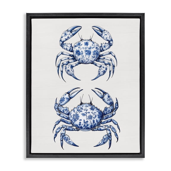 Vintage Toile Crabs Black Framed Floater Canvas Wall Art, design by Lettered and Lined
