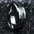 thumbnail image 3 of Wedding Rings for Men or Women. 8mm Silver Tungsten Band Silver Gears Inlay, 3 of 4