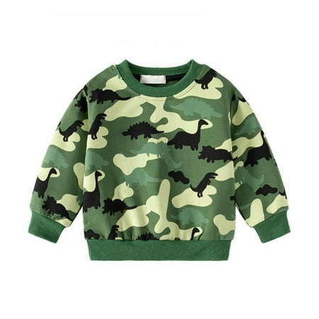 

SILVERCELL Toddler Boys Sweatshirts Long Sleeve Sport Camouflage Sweat Shirt Dinosaur Pullover Crewneck Tops Tees Kids 1-7 Years