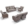 thumbnail image 3 of OPOHORO Outdoor 6 Pieces Conversation Set, Brown Wicker Sofa, with Swivel Chairs, Lounge Chairs and Side Table, Patio Furniture Set with 5" Thick Cushion Ideal for Porch and Deck, Gray, 3 of 13