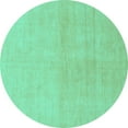 thumbnail image 1 of Ahgly Company Machine Washable Indoor Round Solid Turquoise Blue Modern Area Rugs, 4' Round, 1 of 4