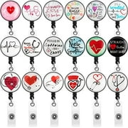 18 Pcs CNA Week Appreciation Gift Nurse Retractable Badge Reels Bulk Cute Heart Nursing Badge Holders with Alligator Clip for Nurse Doctor Medical Assistant Rn Health Worker Name ID Card Holders