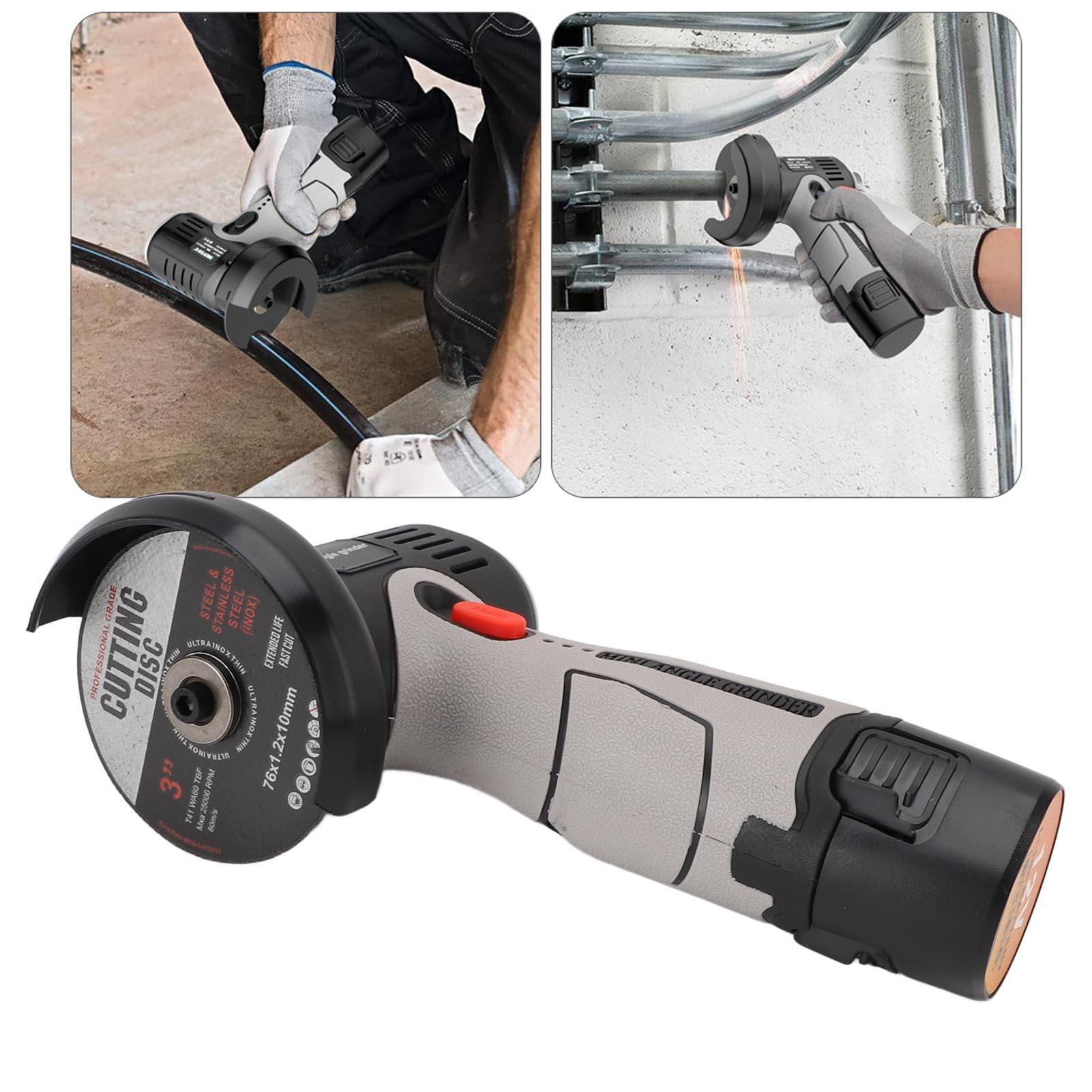 Yajisi 19,500 RPM Cordless Angle Grinder, 12V 1500 mAh Dual Batteries, Lightweight 6.3″×10.6″, Protective Shield, Ergonomic Handle