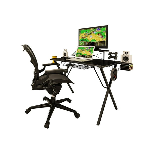 Atlantic Gaming Desk Pro - Tableau - Charbon de Bois