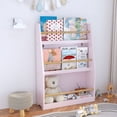 thumbnail image 3 of 3-Tier Kids Bookshelf with Tipover Restraint, Wood Book Rack for Toddlers, Book Organizer for Bedroom, Playroom, Classroom (Pink), 3 of 8