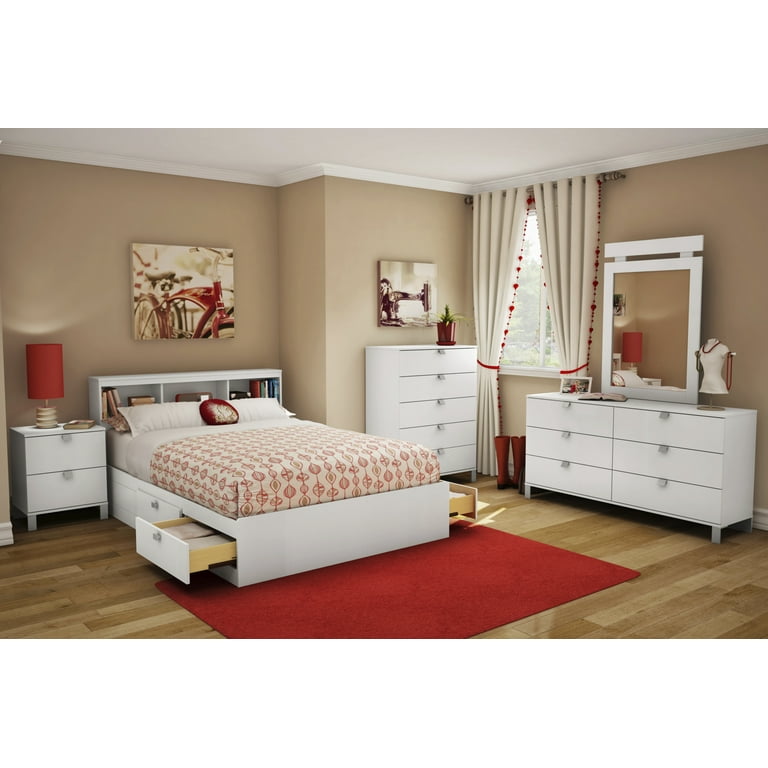 South Shore Spark Bookcase Headboard Full White