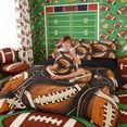 thumbnail image 5 of Erosebridal Retro Football Pattern Bedding Comforter Set, Vintage Sports King Bedding Sets for Men and Boys, Black Reversible 7pcs, 5 of 6