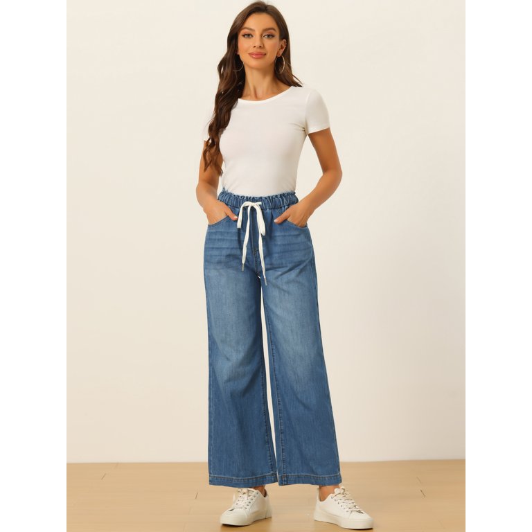 Free Shipping! Unique Bargains Women's Baggy Denim Pants