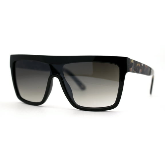 Womens Flat Top 90s Diva Oversize Plastic Sunglasses Black Tortoise Smoke