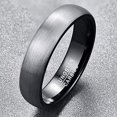 thumbnail image 4 of Vakki 6mm Duo Tone Silver Tungsten Carbide Ring Brushed Wedding Band for Men Women, 4 of 5