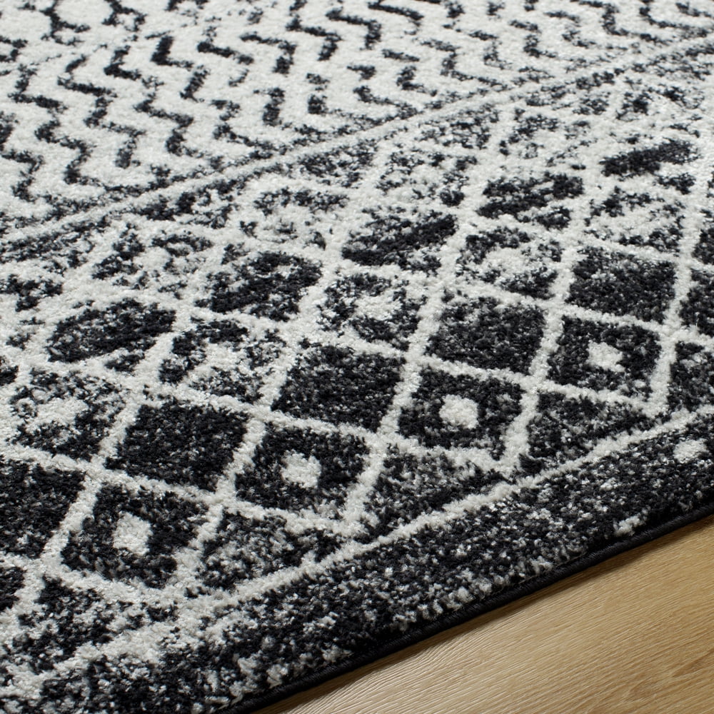 Livabliss Area Rugs for Living Room, 10x14 Elaziz Global Black Rug, Bedroom Dining Room Home Decor Stain Resistant Carpet (10' x 13'11")