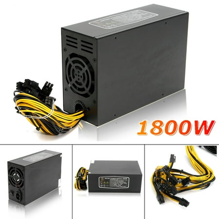 1800W 92% ETH ATX Mining Machine Power Supply For 6 GPU ETHEthereum Antminer S7 S9 T9 E9 A4 A6 A7,MAX. Power (Best Power Supply For Antminer S7)