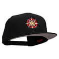 thumbnail image 5 of Compass Embroidered Superior Cotton Twill Flat Bill Snapback Prostyle Cap - Black OSFM, 5 of 5