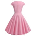 thumbnail image 3 of Pink Summer Dress Women V Neck Vintage Robe Elegant Retro pin up Party Office Midi Dresses, 3 of 9