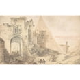 thumbnail image 2 of Pieter Moninckx 18x13 Gold Ornate Wood Frame and Double Matted Museum Art Print Titled - Pyramid of Cestius and the Porta San Paolo, Rome (17th Century), 2 of 4