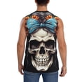 thumbnail image 4 of Pofeuu Bow Flower Skull Print Men's Muscle T-Shirt, Sleeveless, Muscle Tank, Classic Muscle Tee Top For Men Casual Sleeveless Muscle T-Shirt Trendy Clothes-Large, 4 of 7
