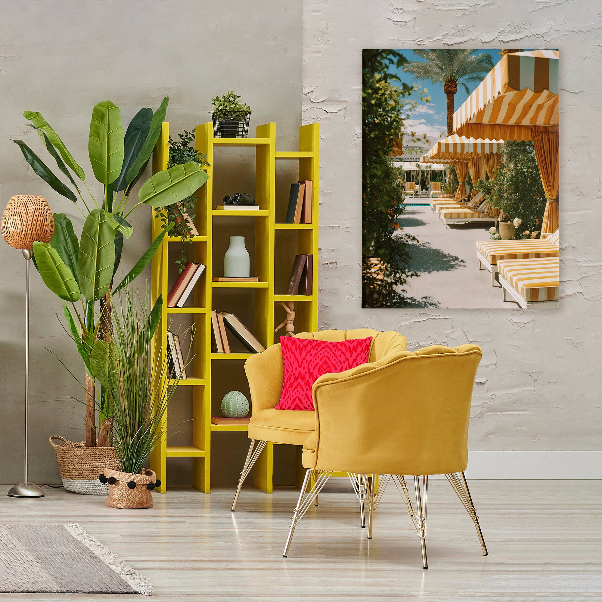Stupell Industries Vintage Cabanas at Poolside Canvas Wall Art, design by Franklyn Gregory