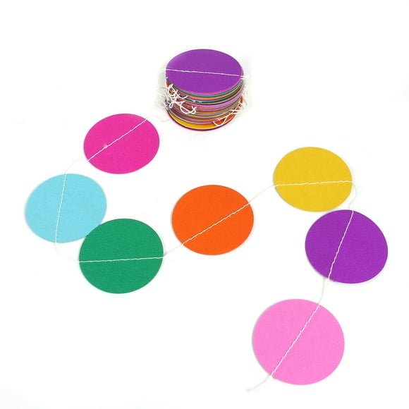Peahefy Paper Garland String, Round Paper Garland,4M Colorful Round Hanging Paper Circle Garland String Chain Home Wedding Party Decoration New