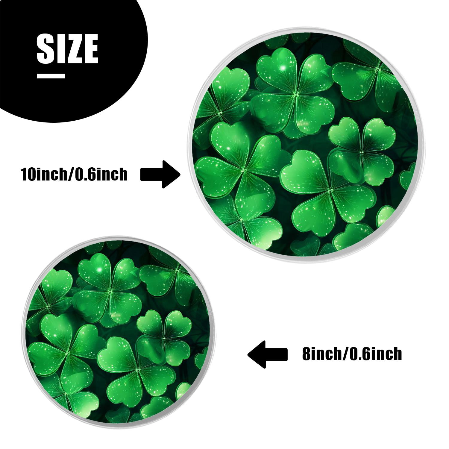 Round Stove Burner Covers 4 Pcs for Metal Gas Stove Burner Cover 8Inch And 10Inch ,Happy St Patrick Day Lucky Four Leaf Clover Shamrock style