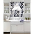 thumbnail image 4 of Vintage Navy Blue Botanical Kitchen Curtains Swag Valance and Tier Curtains Set 24 Inch Length, Tropical Leaves Modernism Rod Pocket Drape Panels Pair Swag Curtain for Bathroom/Cafe/Window, 4 of 6