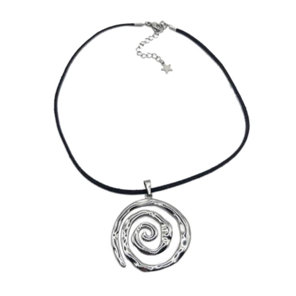 ZPAQI Elegant Swirl Pendant Necklace Velvets Cord Neckchain Grunge Style Accessory