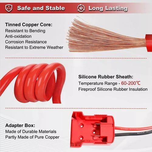 Jumper Cables with Alligator Clips for Milwaukee M18 for Starting Cars - 5.9FT