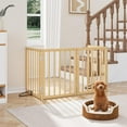 thumbnail image 6 of Semiocthome Foldable Dog Gate Bamboo Extra Wide Pet Gate with 2 Metal Stand for Indoor,Natural,74"W, 6 of 7